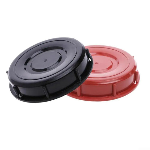 Get A Heavy Duty HDPE Tote Tank Lid With Leak Proof Gasket To Seal 163mm Ibc Containers From Major Brands Like Greif And Schutz For Super Secure Bulk Storage That Keeps Liquid In Where It Belongs Without Any Mess Or Spills - red and black lids.
