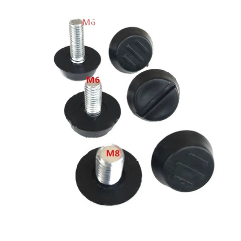 Adjustable Leveling Feet for Furniture M6 and M8, Heights 10 to 17mm and 10 to 20mm, Heavy Duty PP Plastic with Galvanized Iron Screws, 4 8 10 20 30 50 Pack Options, Super Sturdy Balance for Sofas, Tables and Cabinets. M6 and M8 black leveling feet with galvanized screws