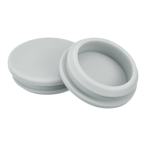 Two Piece Heavy Hitter Silicone Snap In Locking Hole Plugs 1.5 Inch Mounting Diameter in grey, designed for easy installation in cabinets.