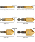 7 Piece Countersink Drill Bit Set With Quick Change Hex Shank For Wood Pro Grade High Speed Steel 90 Degree Center Punch