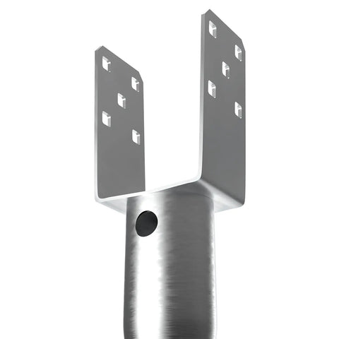 Heavy Duty Ground Screws For Fence And Mailbox Posts 4 Pack With Included Lag Bolts Solid Steel anchor base with dual mounting brackets.