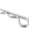 Close-up of carbon steel R shape cotter pin from 150 pieces set for engineering projects, durable and easy to carry.