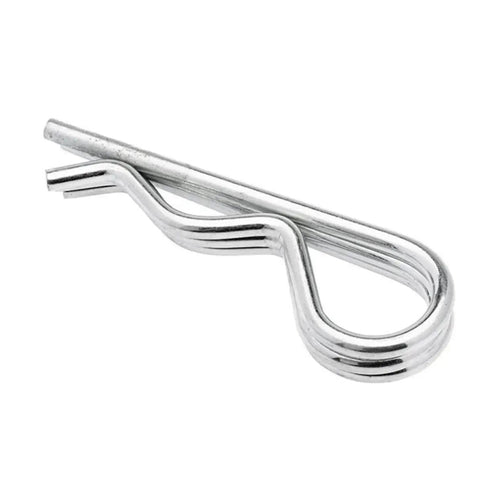 Close-up of carbon steel R shape cotter pin from 150 pieces set for engineering projects, durable and easy to carry.
