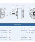 Technical drawing of Beefed Up Long Range Brushless Drone Motors 2810 1350KV And 1100KV, includes specs for quadcopters.