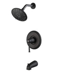 Matte Black Shower Faucet With Tub Spout 6 Spray Shower Head System Single Handle Trim Kit With Rough In Valve Modern Bathroom Upgrade