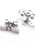 Slick Four Wheel Metal Sliding Track Pocket Door Roller Kit with Hanger Ball Bearing Pulleys, stainless steel close-up
