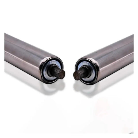 Heavy Duty Galvanized Steel Gravity Roller Conveyor System With 201 Stainless Rollers And Rust Resistant End Caps For Durable Warehouse And Assembly Line Transport In Multiple Lengths 200 250 300 400 500mm, close-up ends