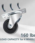Swivel caster wheel, 1-1/2 inch, with metal mounting plate and rubber wheel