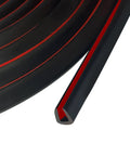 Sturdy 20 Foot EPDM Rubber Edge Trim In Slick Black With Tight Grip Seal For Furniture And Vehicles All Season Border rolls close-up.
