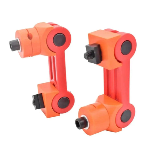 Universal Adjustable CNC Workpiece Stop And Precision Locating Positioner For Lathe And Mill Machines Heavy Duty M14 Thread Mount, red construction.