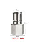 Stainless Steel Female Quick Disconnect FPT One Half Inch Homebrewing Fitting Connector For Easy Sanitation And Slick Brew Day Setup Durable 304 Stainless Steel front view