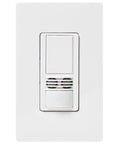 Front view of Maestro 6 Amp 3 Way Occupancy Sensor Switch with Dual Tech Infrared and Ultrasound, white finish.
