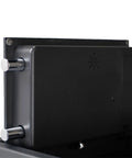 Slick Hidden Drawer Safe With Electronic Lock And Backup Key For Desk Or Nightstand Built Tough From Solid Steel Construction showing locking mechanism.