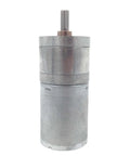 Top Tier 25 Gauge Geared Motor DC 6V 12V 24V Electric Gearbox showing metallic body and output shaft for robotics.