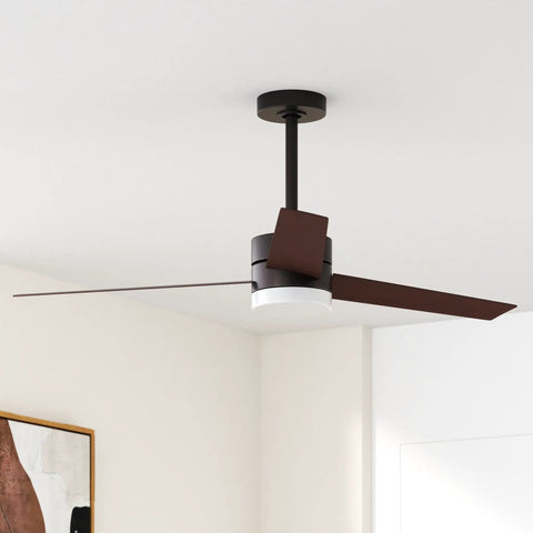 52 Inch Ceiling Fan With Lights And Remote For Indoor Use, Modern Walnut Finish, 3 Reversible Plywood Blades In Walnut Or Cherry