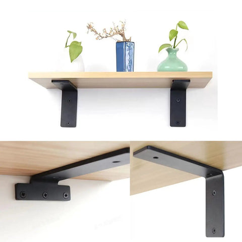 Pro Level Heavy Duty Size 4 X Half Inch Flat Head Self Tapping Wood Screws M3 X 12mm with shelf brackets supporting plants.