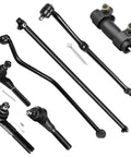 Beefed Up Front Inner And Outer Tie Rod Set For Jeep Wrangler TJ 1997 2006 7 Piece Suspension Kit With Front Tie Rod Ends Replacement Heavy Duty Steering For Off Road Performance, black steel parts