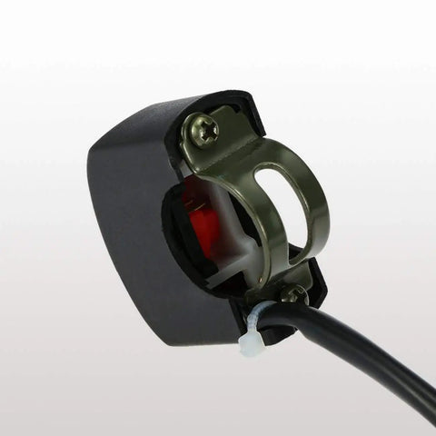 Side view of Universal 12V DC Motorcycle Handlebar Push Button On Off Switch With 18 Inch Wire 10A Fits Seven Eighths Inch Handlebars
