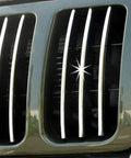 Cowles Custom chrome 18ft U-channel edge guard trim for cars; front view of chrome grille area