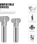 Heavy Duty 1/2 Inch Pull Router Bit For Woodworking With 12Mm Shank displayed with compatible machines for precise cuts.