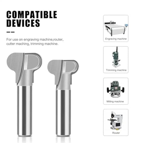 Heavy Duty 1/2 Inch Pull Router Bit For Woodworking With 12Mm Shank displayed with compatible machines for precise cuts.