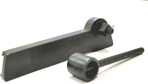 Straight Shank Lathe Parting Tool Holder With HSS Blade for Pro Grade Parting Off And Narrow Groove Cutting, close-up view