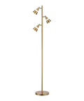 Ash 3-Head LED Tree Floor Lamp With Dimmable Lights, Antique Brass Finish, three swivel heads
