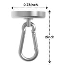 Heavy Duty Magnetic Carabiner Hooks Featuring Badass Strength Neodymium Magnets And A Smooth Swivel Hook For Snagging Garage Gear Kitchen Gadgets And Keys Indoors Or Outdoors A Must Have 2 Pack Organizer, showing 2 inch length and 0.78 inch diameter.