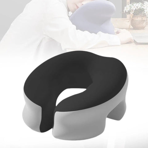 Memory Foam Desk Napping Pillow With Removable Cover, Ultra Lightweight Headrest Cushion, Black and Light Gray