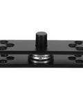 Front view of black Heavy Duty Stainless Steel Hidden Door Hinge With 360 Degree Silent Pivot for concealed cabinets and spaces