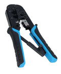 Ratcheting Crimping Tool For 8P And 6P Heads With Protective Device, Durable Blue Black Alloy Steel Build, Ergonomic Handle