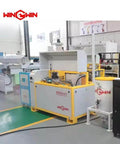 OHDOHD 5200515 waterjet intensifier pump machine, yellow frame with white body, front view.