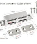 Stainless Steel Cabinet Magnetic Catch Latch For Wardrobe And Cupboard Doors Push To Open dimensions and parts shown