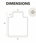 Dimensions diagram of Clear Carpet Office Chair Mat With Extended Lip 36x48 Inches For Easy Glide Protect Your Carpeted Floors From Rolling Desk Chair Anti Skid Top Surface With Gripping Underneath For Home And Office. Mat thickness 0.087 inches.