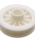 Heavy Duty W10677723 Washing Machine Motor Pulley with white plastic material, ideal for quiet cycles and easy replacement.