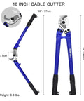 Industrial Grade 18 Inch Cable Cutters Heavy Duty T8 Alloy Steel Wire Cutters with blue handles and silver cutting head.