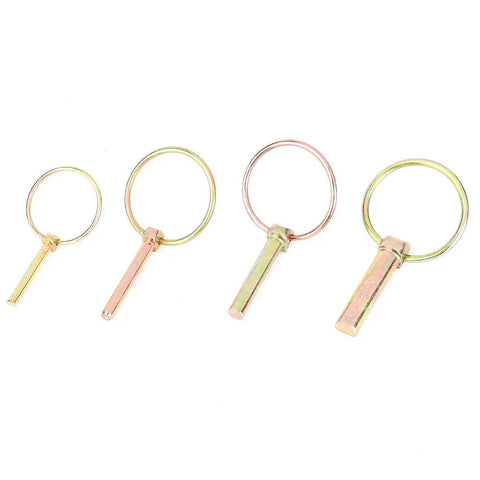 Heavy Duty Lynch Pin Set 50 Pack 65Mn Spring Steel Yellow Zinc Plated Annular Safety Pins for Farm Equipment various sizes