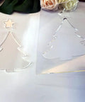 Premium Christmas Lantern Router Templates For Woodworking Shops, 1/4 Thick Clear Acrylic Stencils 5.5 By 8 Inches showing tree and star shapes.