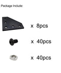Eight Pack 10 Series Aluminum Extrusion Corner Brackets 90 Degree Right Angle L Connectors With T Slot Nuts And Bolts included
