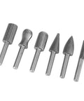 Heavy Duty Tungsten Carbide Burrs Six Pack Built Tough For Wood Carving And Metal Engraving With 6mm Shank variety of shapes