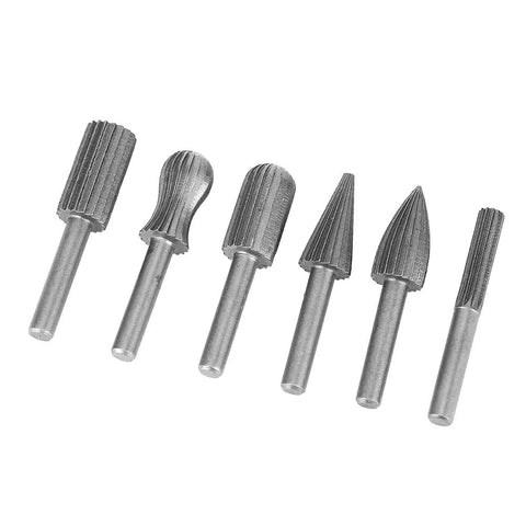 Heavy Duty Tungsten Carbide Burrs Six Pack Built Tough For Wood Carving And Metal Engraving With 6mm Shank variety of shapes