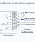 Wiring diagram for the Geared 110V 90W AC Motor With Variable Speed Controller For Single Phase Use, showing connection instructions.