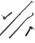 Ram Tie Rod End Drag Link Kit Inner Outer LH RH 4 Piece Front End Replacement For 2000 2002 Ram 1500 2500 3500 4WD Heavy Duty OEM Style Performance Upgrade, black steel parts