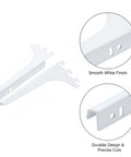 White Stainless Steel Shelf Bracket For Wall Mounted Floating Shelves Heavy Duty Display Support with smooth finish and precise cuts.