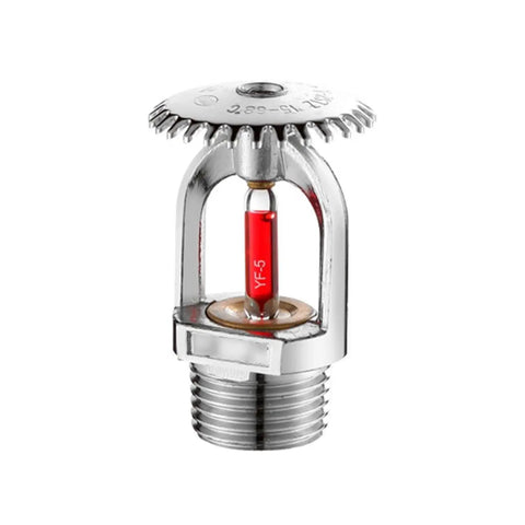 Plug And Play Five Pack Fire Sprinkler Heads Featuring Sixty Eight Degree Automatic Thermal Trigger And Reinforced Glass Bulb, brass body with red glass bulb.