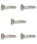 Heavy Duty #4 X 5/8 Oval Head Slotted Stainless Steel Wood Screws 2500 Count arranged in a pattern showing the slotted head design.