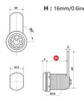 Technical diagram of Set Of 16 20 25 30mm Tubular Cam Cylinder Locks For Mailbox, Drawer, Cupboard, Safebox And File Cabinets With Keys