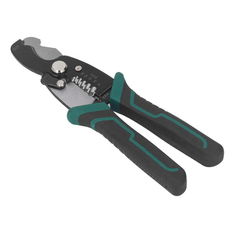 Heavy Duty 8 Inch Wire Stripper And Crimping Pliers For Electricians with beefy handles and high carbon steel build.