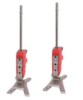 Heavy Duty Arm Jack 2 Pack, Zero Sweat Furniture Lifter, two red jacks with metal bases for lifting heavy loads.