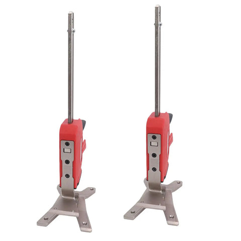 Heavy Duty Arm Jack 2 Pack, Zero Sweat Furniture Lifter, two red jacks with metal bases for lifting heavy loads.